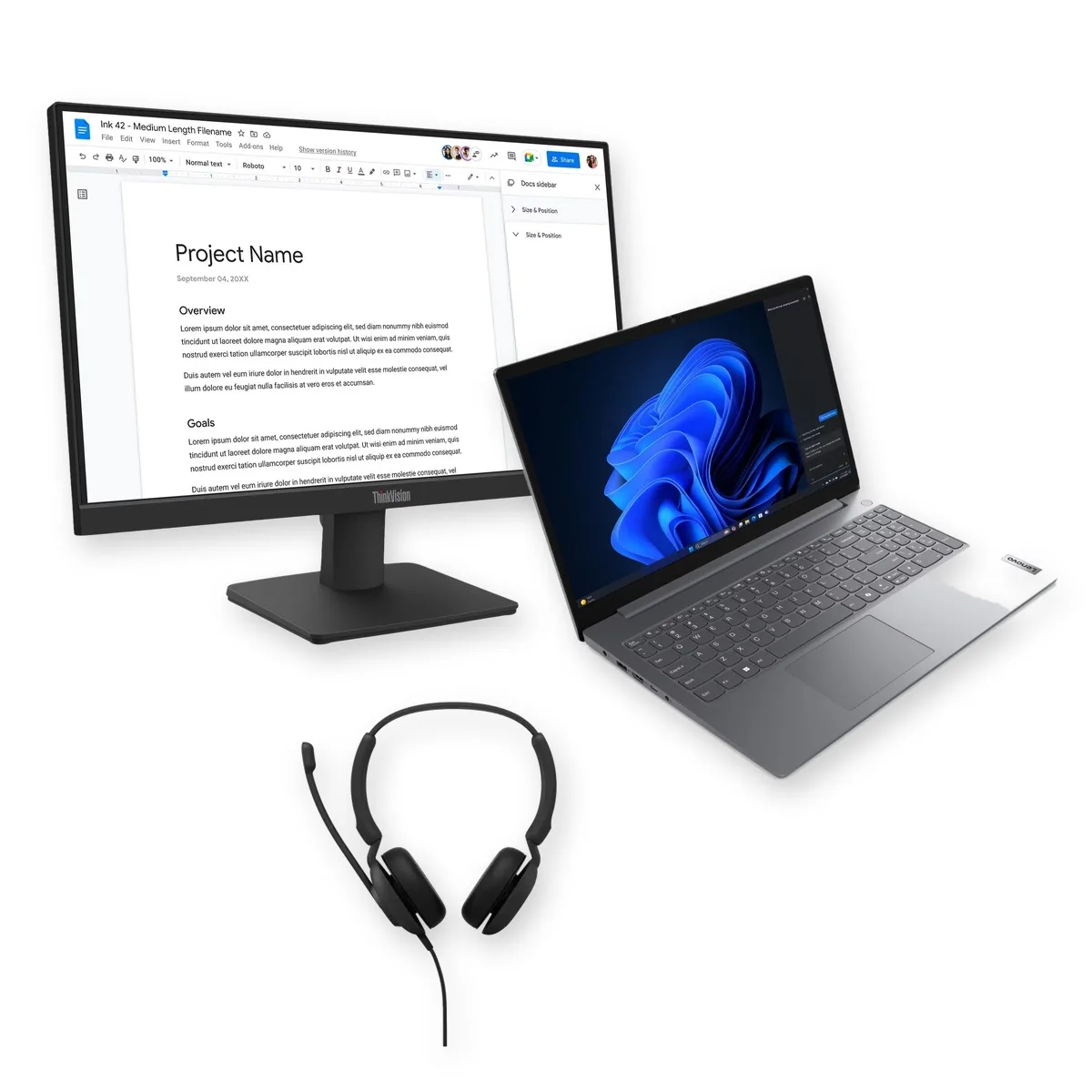 Combo Notebook Lenovo V15 Gen 5 Core i5 8GB RAM + Monitor Lenovo 21.5 Pulgadas Full HD + Headset Jabra Evolve 10 USB-A - 83GW004RAC-64CBKAR6AR-2699820109 | Memoria RAM: Default