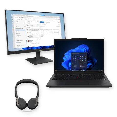 Combo Notebook Lenovo ThinkPad L14 Gen 6 Core Ultra 5 16GB RAM + Monitor Lenovo ThinkVision 23.8 Pulgadas Full HD + Headset Jabra Evolve2 65 Flex Bluetooth - 21S7000HAR-64B5KAR1AR-26699999999