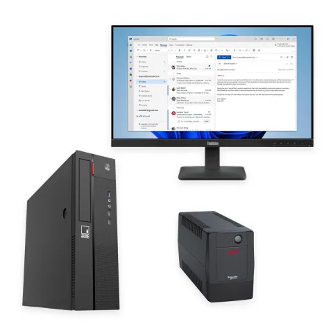 Combo Puesto de Oficina PC Tecnobrand Core i3-12100 8GB 480GB SSD con Kit Teclado y Mouse Trust + Monitor Lenovo 21.5 Pulgadas Full HD + UPS APC Easy 700VA - PCTBCI38G480H-64CBKAR6AR-BVG700IAR